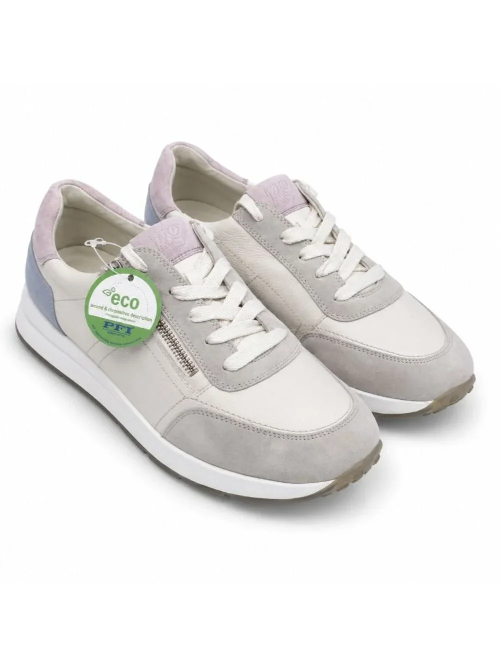 Paul Green Oceana Ivory Lavender Leather Suede Sneakers Womens UK 9